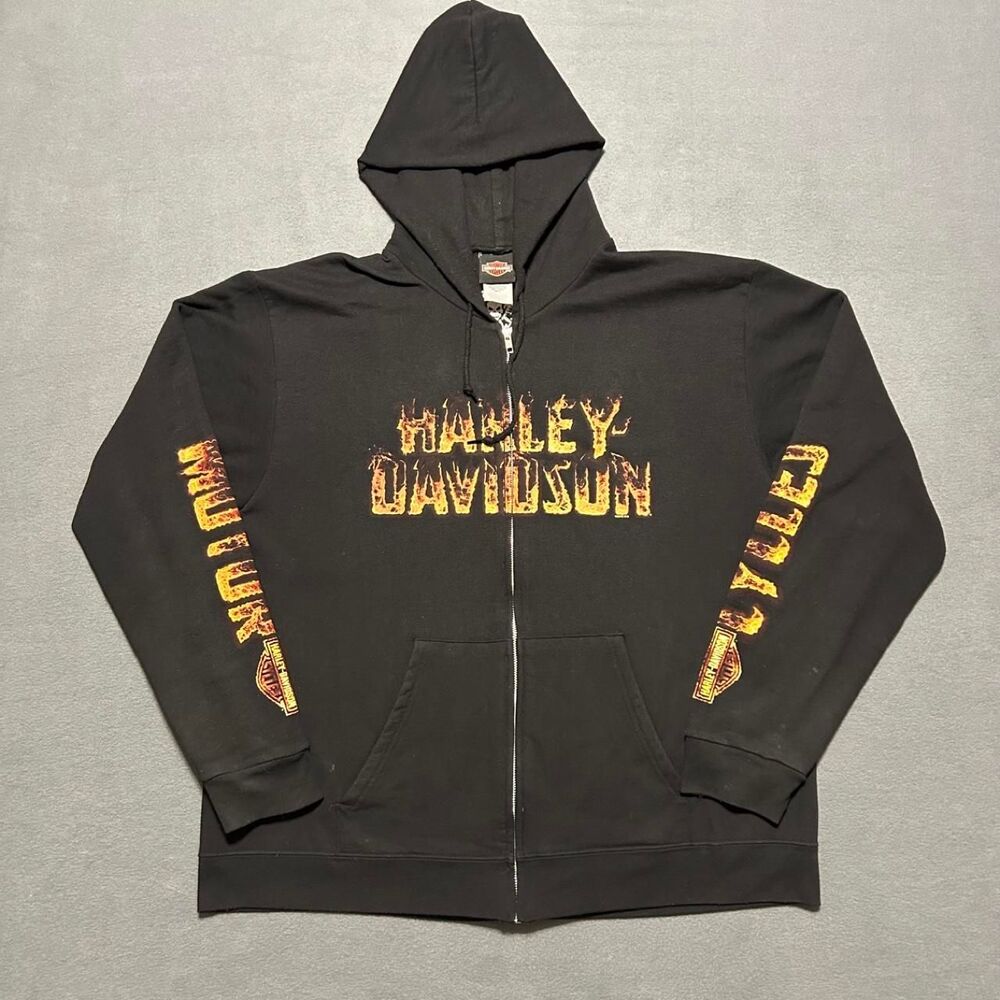 Harley-davidson Men's Black and Brown Hoodie